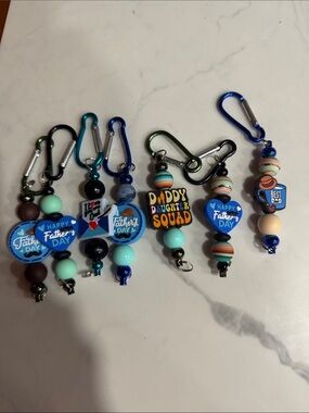 Father's Day Beaded Keychain Charms - Blue & Teal Accents. $1.25 each. All $7.